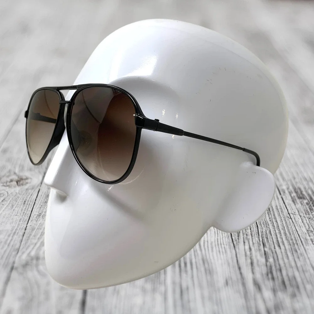 Vintage Aviator Sunglasses Black Metal Carbon Fibre Frame Taiwan 8050 Top Gun